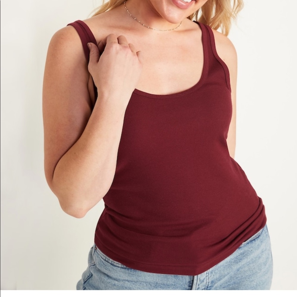 TWO old navy ribbed tank top women S NWT red& blue